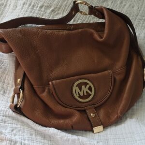 Michael Kors Tan Leather Shoulder Bag with Gold Accents